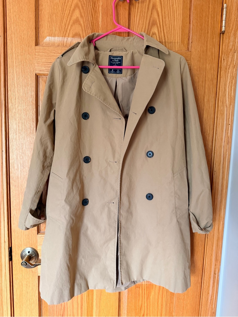 Abercrombie & Fitch Tan Double-Breasted Trench Coat